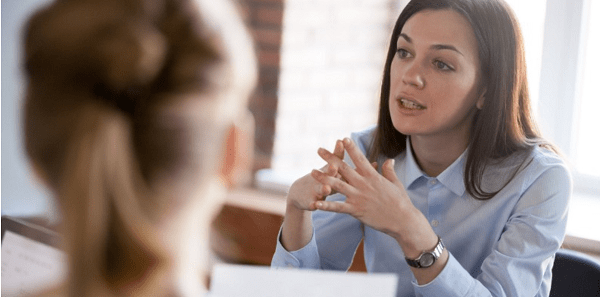 Dame som snakker Manpower